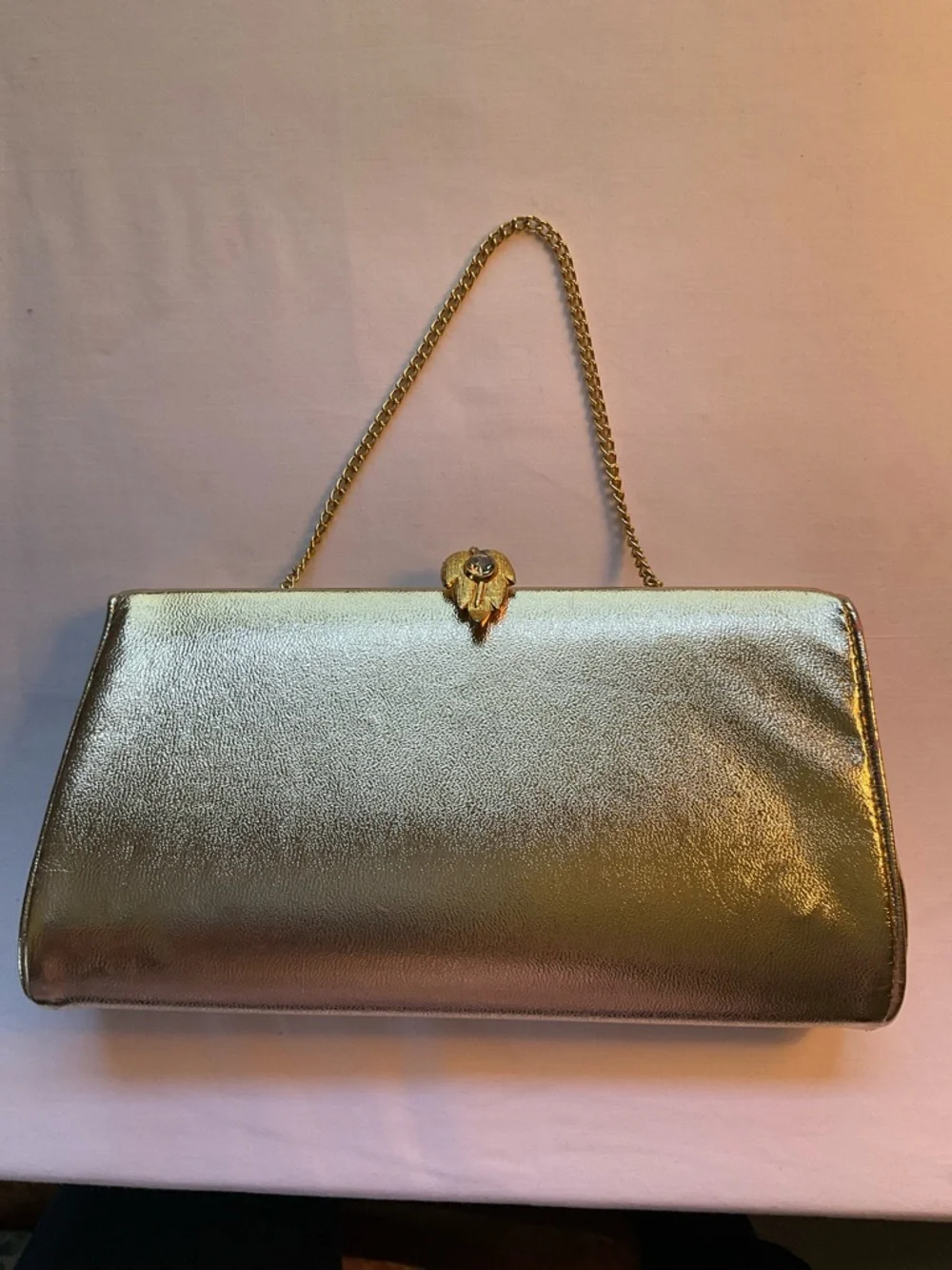 Metallic Gold Evening Clutch with Chain Strap